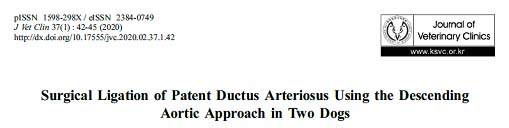 surgical ligation of patent ductus arteriosus using the descending aortic approach in two dogs